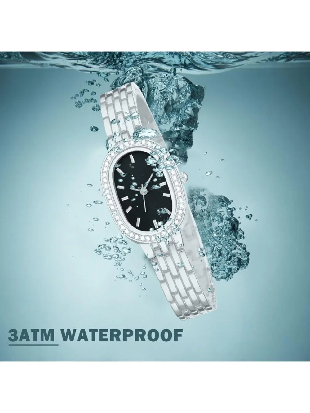 Women Silver And Black Quartz Bracelet Solid Reloj Para Mujer Small Dainty Watch